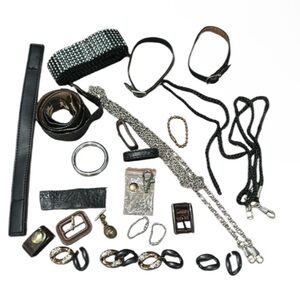 Lot DIY purse handbag parts chains leather hooks etc